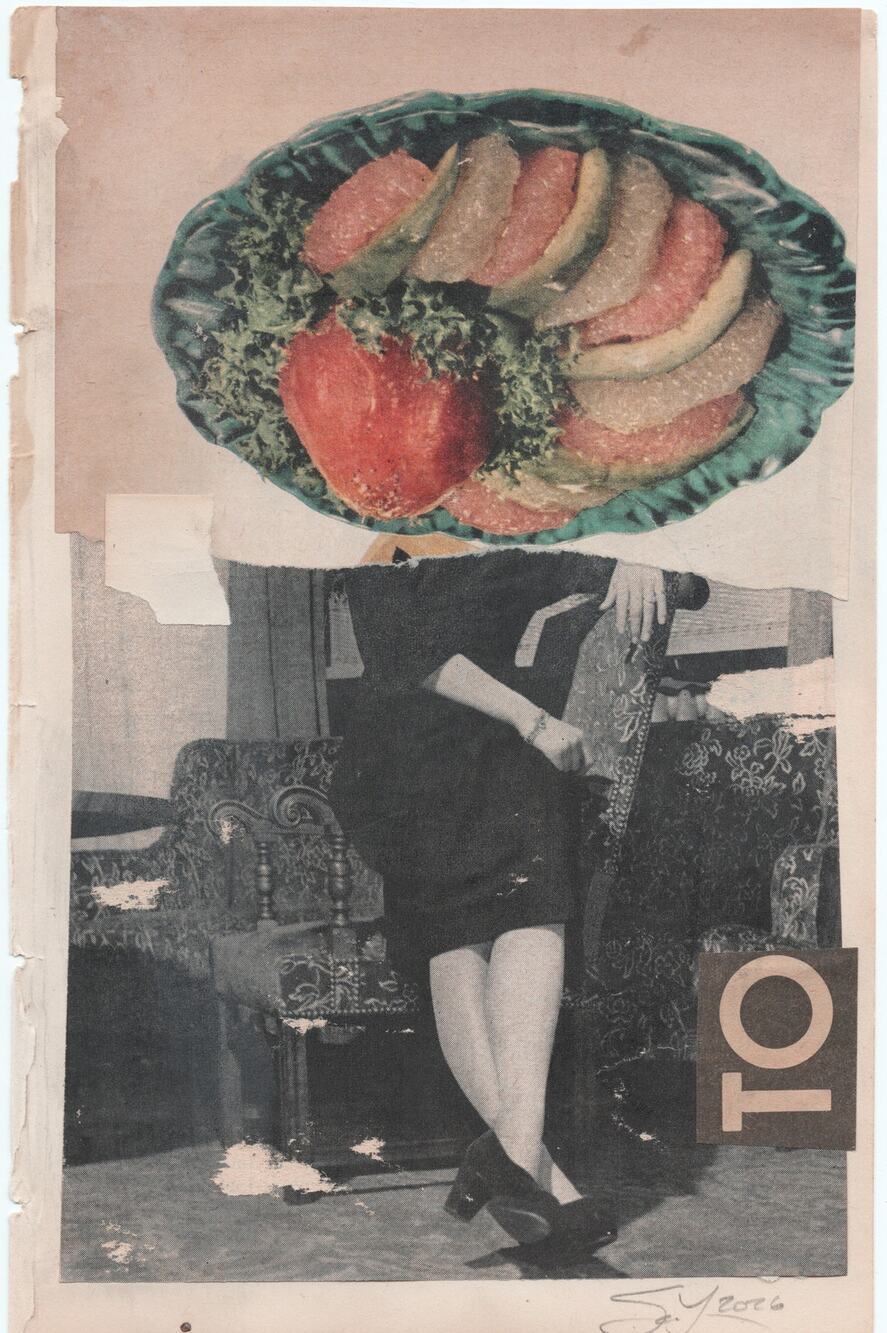 Original Mixed Media Modern Art Collage "Circumvallate" 5.75x9" Signed